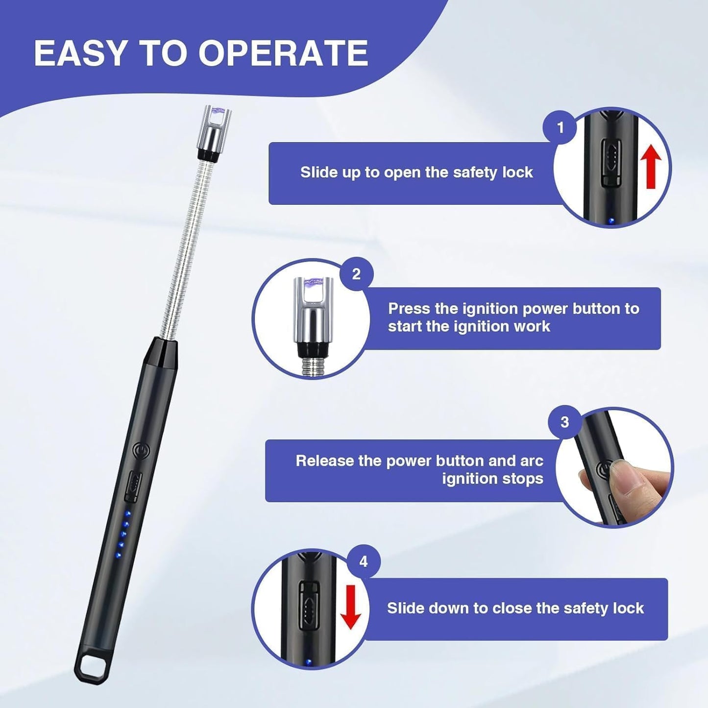 Gas Lighter for Kitchen Use | C-Type Rechargeable Electric Lighter Stove & Candle Lighter