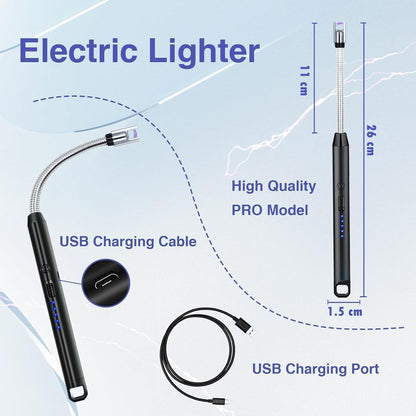 Gas Lighter for Kitchen Use | C-Type Rechargeable Electric Lighter Stove & Candle Lighter