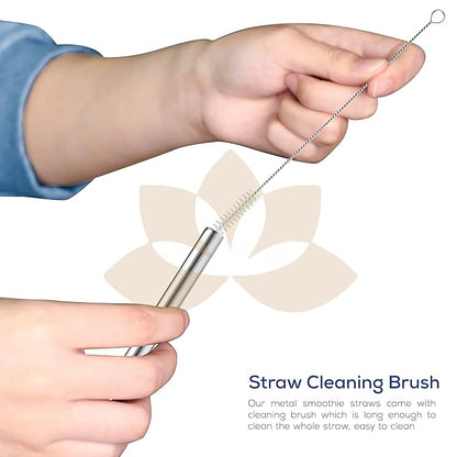 Reusable Stainless Steel Metal Straws for Kids Adults with Cleaing Brush