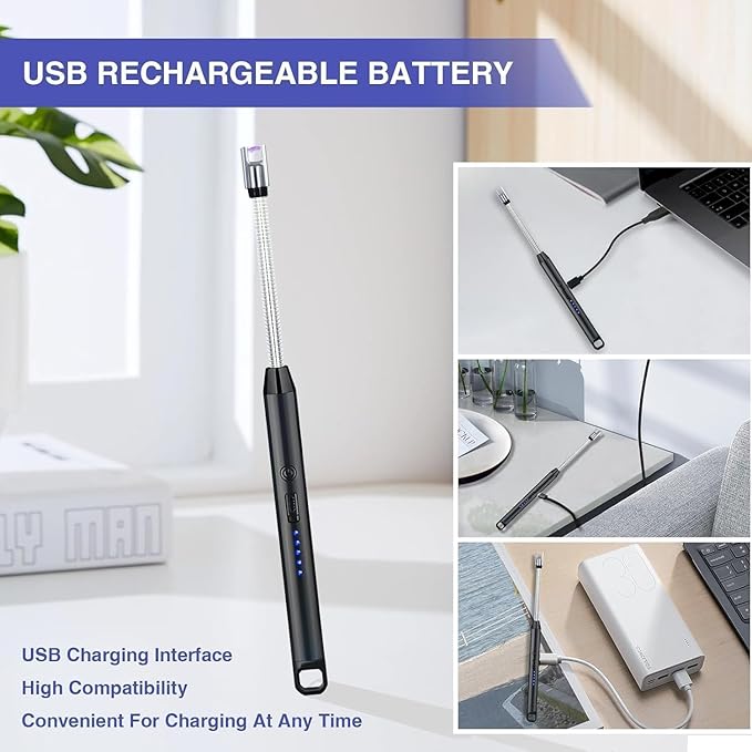 Gas Lighter for Kitchen Use | C-Type Rechargeable Electric Lighter Stove & Candle Lighter